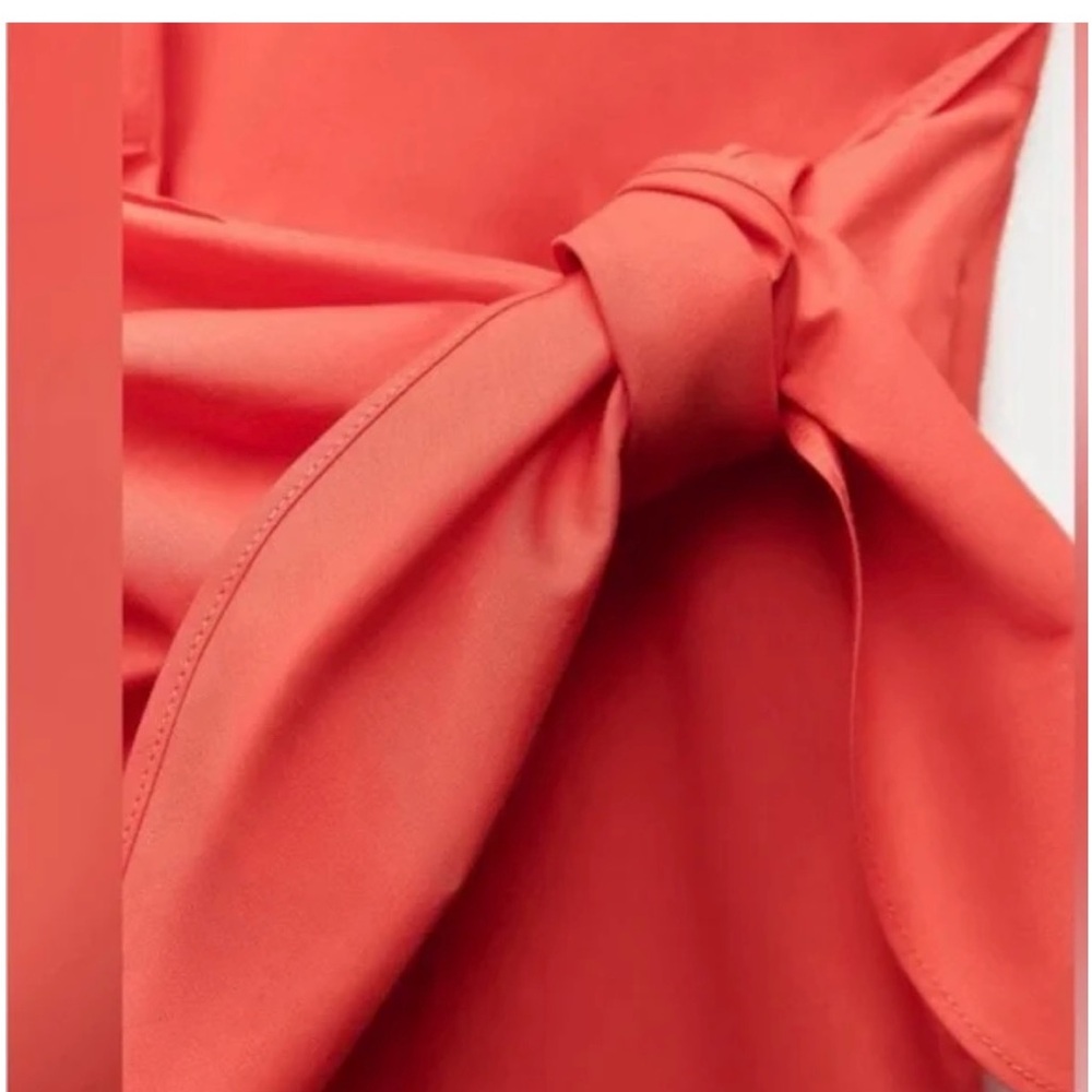 ZW COLLECTION KNOTTED POPLIN SHIRT RED. Size L, M - Picture 10 of 10